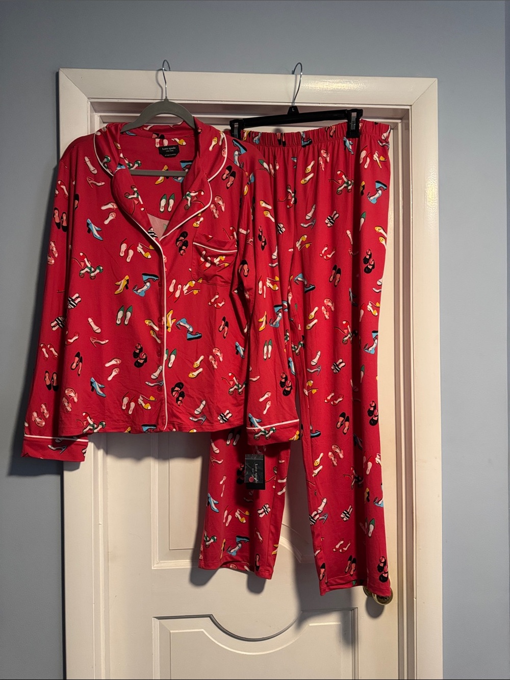 kate spade Red Shoe-Print Pajama Set